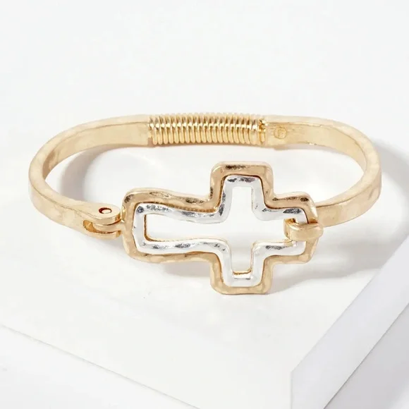 Bijou Gold and Silver Cross Bracelet - Picture 8 of 8